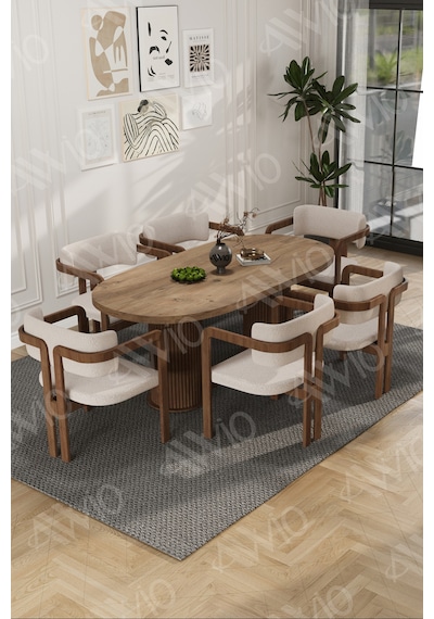 Avvio Arion Serisi Bohem Ayak 6'lı Tokyo Metal Demonte Sandalye 80x160 Masa Sandalye Takımı Akça Masa Sandalye Kahve Kumaş Krem Avvio Arion Serisi Bohem Ayak 6'lı Tokyo Metal Demonte Sandalye 80x160 Masa Sandalye Takımı Akça Masa Sandalye Kahve Kumaş Krem