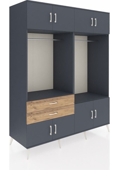 Kronos Gardrop 7 Raflı 2 Çekmeceli 2 Askılı 176x59x221 Antrasit-antrasit/çam Antrasit/çam Kronos Gardrop 7 Raflı 2 Çekmeceli 2 Askılı 176x59x221 Antrasit-antrasit/çam Antrasit/çam