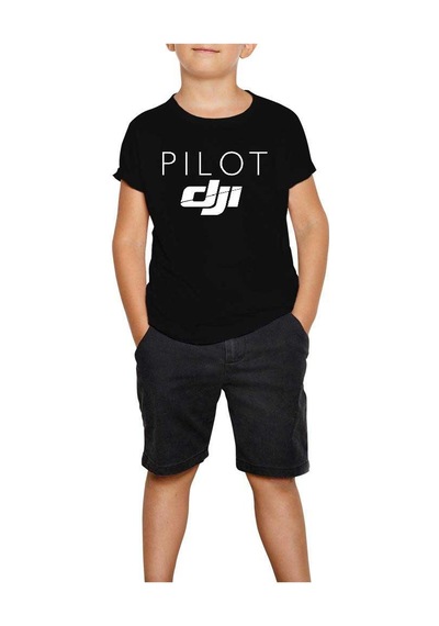 Zepplin Giyim Djı Pilot Siyah Çocuk Tişört