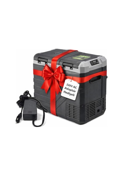 Ahmet Otomotiv Demmon 50 Litre Çift Kapak Oto Buzdolabı 12v 24v 220v Adaptör Hediyeli