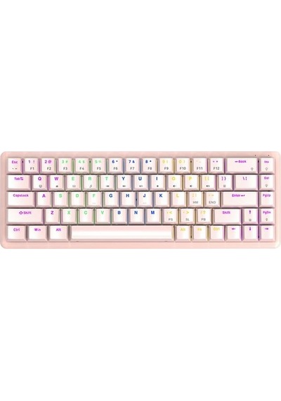 Rampage Rebel Pembe Low Profile Red Swıtch Mekanik Gaming Oyuncu Klavye Us Layout Rainbow