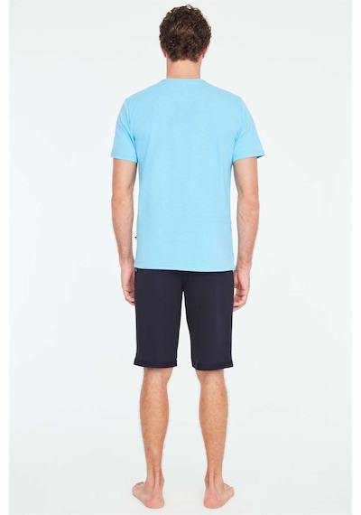 U.S. Polo Assn. - Erkek Mavi T-Shirt Şort Takımı-5105 Mavi