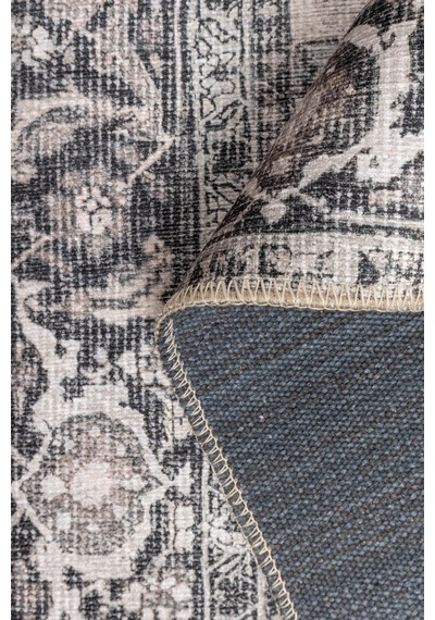 Artloop Stonart Eskitme Vintage Desenli Bej/gri Otantik Yıkanabilir Şönil Halı Al 458 Bej-gri 3
