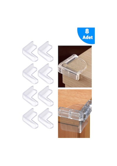 Baby Lock Çocuk Güvenlik Silikon Yumuşak Köşe Koruyucusu 8 Adet Çok Renkli
