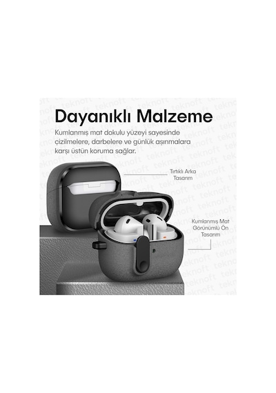 Samsung Galaxy Buds 3 Pro, Buds 3 Ve Buds 3 Fe İle Uyumlu Mandallı Kapak Kilit Sistemli Kumlanm