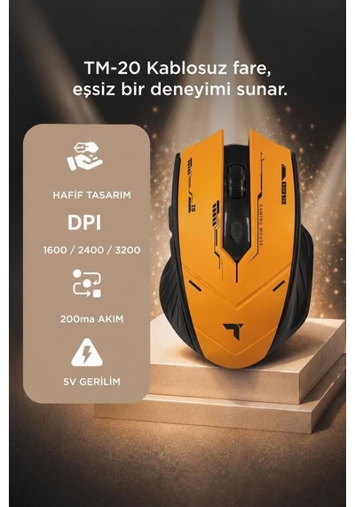 Gümüş Renk Aksesuar Oyun Faresi Mouse Çift Modlu Sessiz Kablosuz Oyuncu Fare Tm20