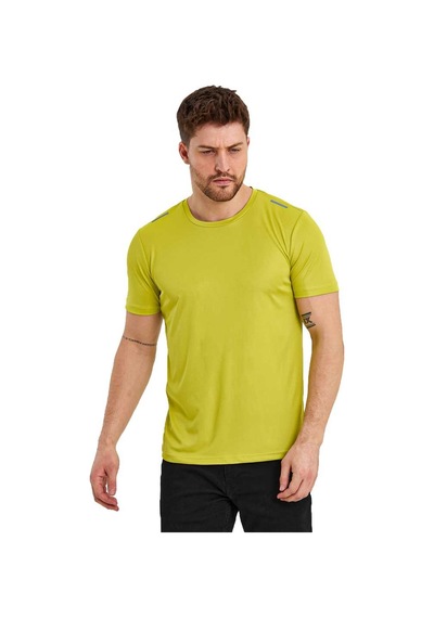 Kısa Kol Erkek Spor T-Shirt Omuzda Reflektör Baskı Sarı