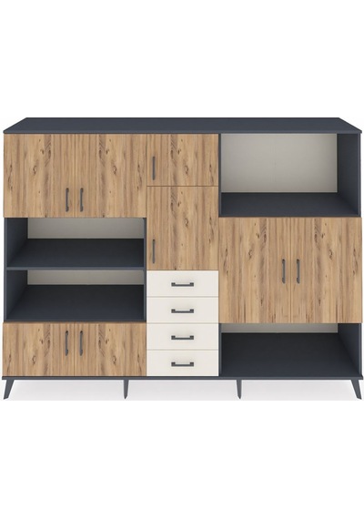 Hyperion Dolap 10 Raflı 4 Çekmeceli 8 Kapaklı 220x44x163 Antrasit Antrasit-çam/aytaşı Hyperion Dolap 10 Raflı 4 Çekmeceli 8 Kapaklı 220x44x163 Antrasit Antrasit-çam/aytaşı