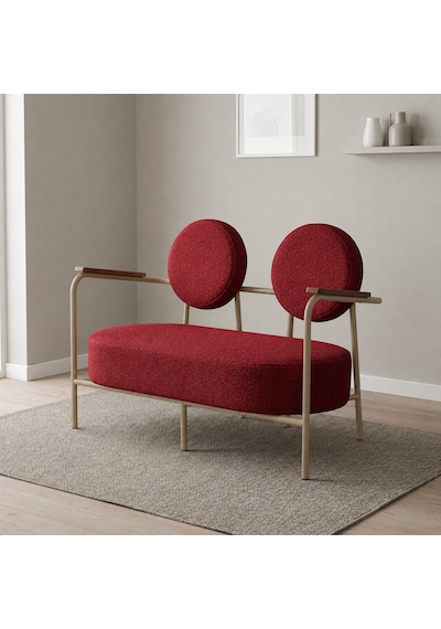 Venüs İkili Koltuk Soft Kumaş Ofis Bekleme Koltuğu Cappuccino Metal İskeletli - Kırmızı Venüs İkili Koltuk Soft Kumaş Ofis Bekleme Koltuğu Cappuccino Metal İskeletli - Kırmızı
