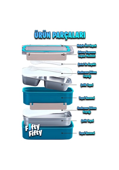 Vagonlife Bento Lunch Box 1600 Ml 2 Kat Sefer Tası Paslanmaz Çelik -fflbox2221