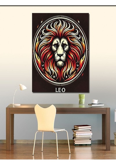 Kanvas Tablo Aslan Ve "leo" Burcu Simgesi 70cmx100cm