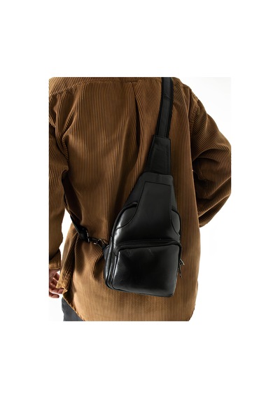 Erzeno Siyah Hakiki Deri Bodybag Çapraz Göğüs Çantası Siyah - 660378465 Siyah