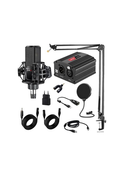 Midex MX-2020 Set Phantom Power Condenser Stüdyo Mikrofon Kayıt Paketi