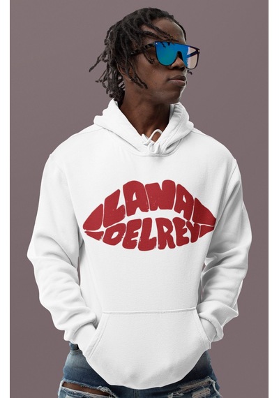Sevbano Lana Del Rey Baskılı Unisex Oversize Şarkıcı Hoodie beyaz