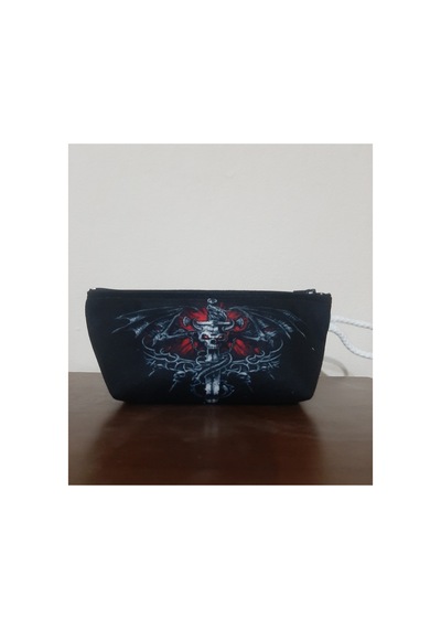 Owl Bag Gothic Skull Sword Desenli Kalemlik - Makyaj Çantası Diğer