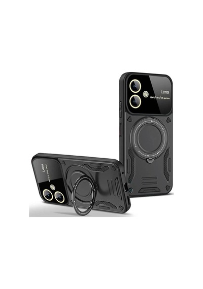 Samsung Samsung Uyumlu Galaxy A06 Kılıf Joy Lens Standlı Kapak - Siyah