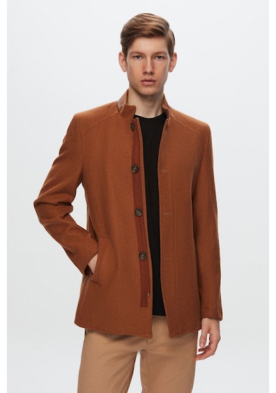 D's Damat Ds Damat Regular Fit Camel Dik Yaka Kaşe Kaban 1HCK78ORT5033 Camel