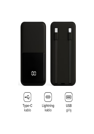 Çelikwork PE-95 PD 22.5 W 10000 Mah LCD Type-C Lightning Hızlı Şarj Powerbank Çelikwork PE-95 PD 22.5 W 10000 Mah LCD Type-C Lightning Hızlı Şarj Powerbank