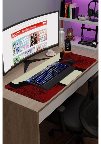Yakuza Kaymaz Dikişli Kauçuk Oyuncu Mousepad V1 - 90x40 Xxl Gaming Mouse Pad Fare Altlığı