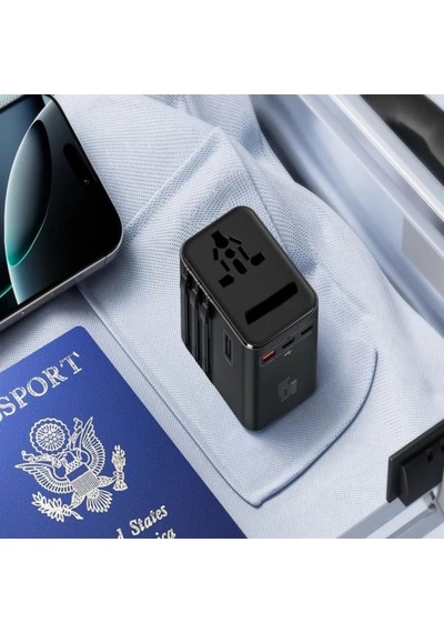 Universal Seyahat Priz Dönüştürücü Adaptör, 45w Şarj Cihazı, 2x Usb Girişi, 3x Type-c Girişi, Uluslararası Güç Adaptörü, Us, Uk, Eu, Au Evrensel Uyum Çok Renkli