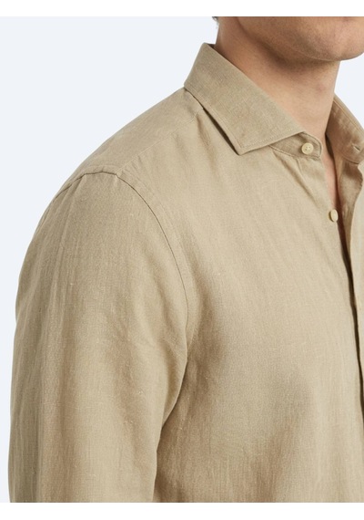 Kip Limon Küfü Düz Regular Fit Uzun Dokuma Casual Pamuk Karışımlı Gömlek Yeşil