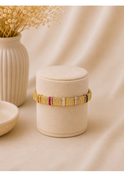 Valmont Accessories Kadın Gold Renk Renkli Baget Taşlı Dokulu Bileklik