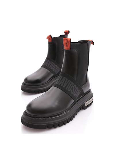 Harley Davidson Falco Nefud Kadın Polperro Erkek Unisex Siyah Deri Bot Black // Baskılı Deri