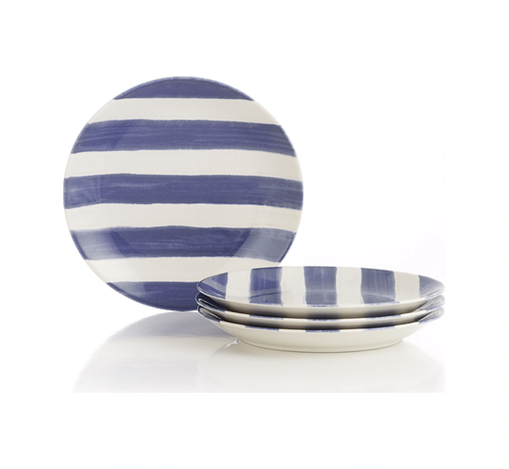 Kütahya Porselen Ocean Line 4 Parça 20 Cm Pasta Tabağı Mavi Beyaz Ve Altın