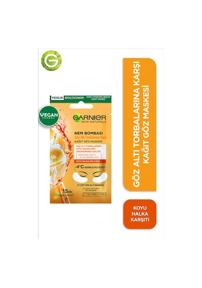 3 Adet Garnier Kağıt Göz Altı Maskesi Portakal Suyu&hyaluronik Asit