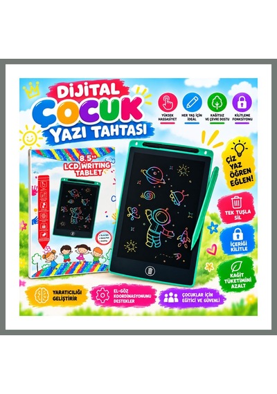 Bezos Tg-4022-833 Dijital Çocuk Yazı Tahtası Mmbz Çok Renkli
