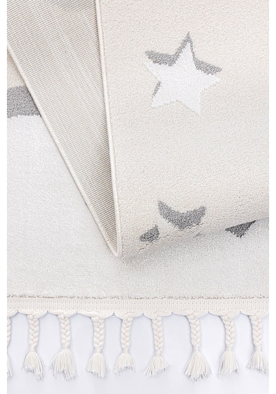 Sparkle Krem Gri Anne Çocuk Bulut Figürlü Çocuk Odası Halısı 133x Gri
