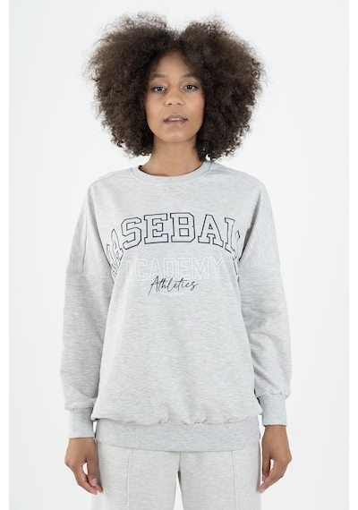 Maraton Sportswear Oversize Kadın Bisiklet Yaka Uzun Kol Basic Ekru Sweatshirt 22185-ekru Ekru