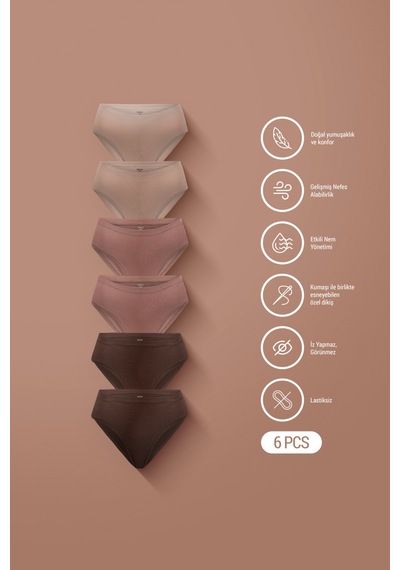Auw İz Yapmayan Basic Kadın High-leg Bikini Külot Modal Pamuk - Softfit Latte,bronz,bitter