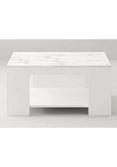 Lina Orta Sehpa – Modern Minimal Tasarım Beyaz Mermer/Beyaz