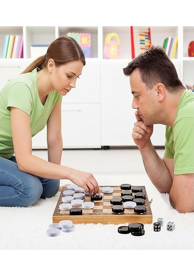 Tavla Pulu Orta Boy No:3 1 Paket Tavla Ve Dama Taşı Plastik 3.2 Cm Zar Hediyeli Gri Siyah 32 Mm Oyun Pulu
