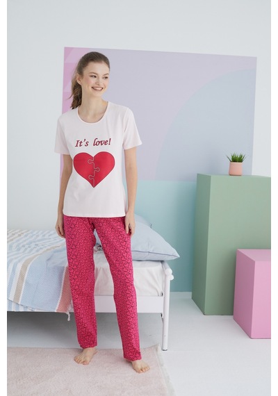 Siyah İnci Pamuklu Örme Pijama Takım 24113100 Çok Renkli