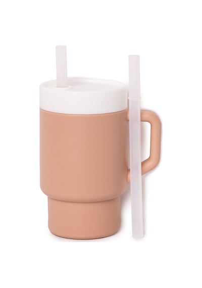 Mugley Tek Kulplu Pipetli Silikon Bardak Pow Pow Pinky 2 Adet Çok Renkli