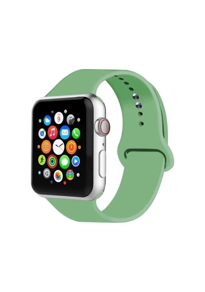 Yeşil Apple Watch Uyumlu Kordon 2 3 4 5 Uyumlu Seri 42 Mm Ve 44 Mm Silikon Kordon Kayış
