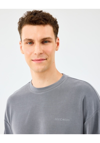 Skechers M Loose Crewneck Sweatshirt Erkek Gri Sweatshirt S2510041-1767 Gri