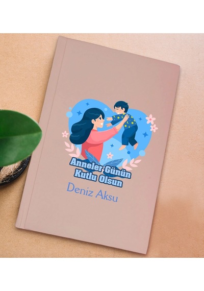 Bk Gift Kişiye Özel İsimli Dtf Anneler Günü Tasarımlı Pembe Sert Kapaklı Defter-6, Anneye Hediye Kobitmeyencom30652 Bk Gift