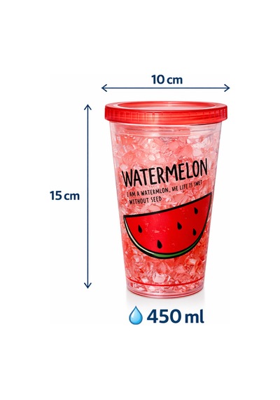 Buzlu Kırık Cam Görünümlü Smoothie Bardağı,450ml,sızdırmaz Kapaklı Soğuk İçecek Bardağı,bpa İçermez Kırmızı