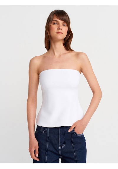 Dilvin 31860 Straplez Top-beyaz Beyaz