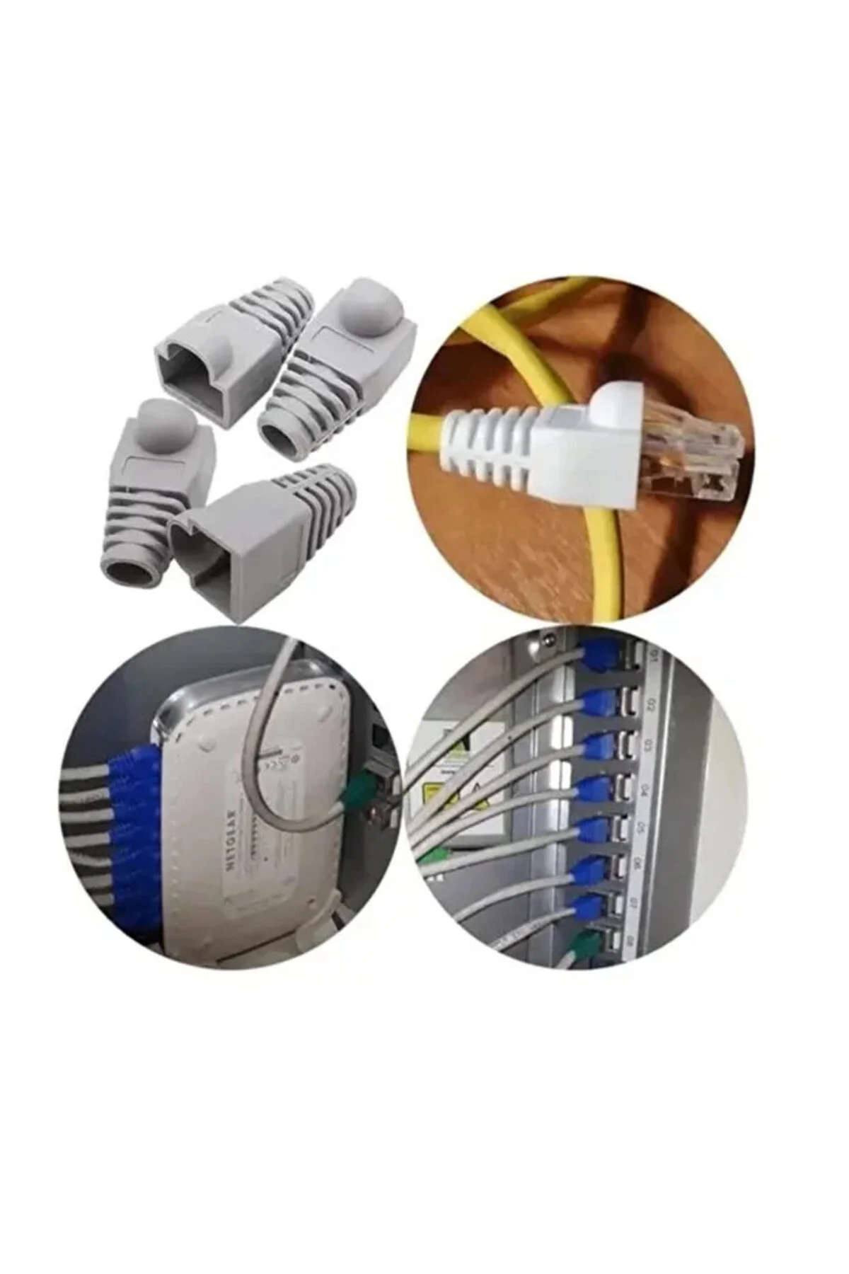 50 Adet Yeni Nesil Ez Rj45 8p8c + 50 Adet Cover Set Rj45 2in1 Cover Jak Ethernet Soket Set Mavi