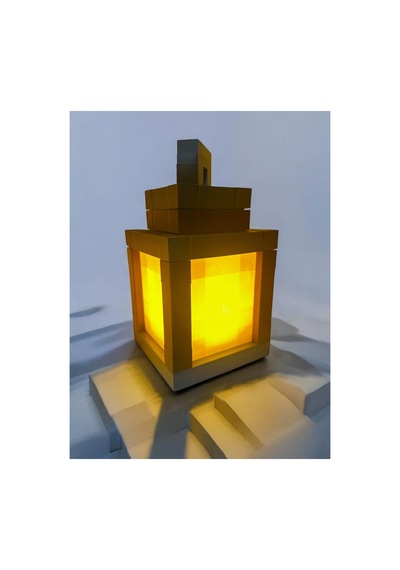 Minecraft Feneri - Dekoratif Gece Lambası - Piksel Tasarım 3d Baskı Masa Lambası Çok Renkli