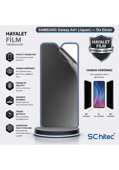 Samsung Galaxy A41 Japan Uyumlu Ön Yüzey Hayalet Privacy Hidrojel Ekran Koruyucu 05964963