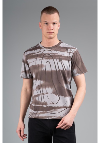 Maraton Regular Erkek Bisiklet Yaka Kakao T-shirt Kahverengi