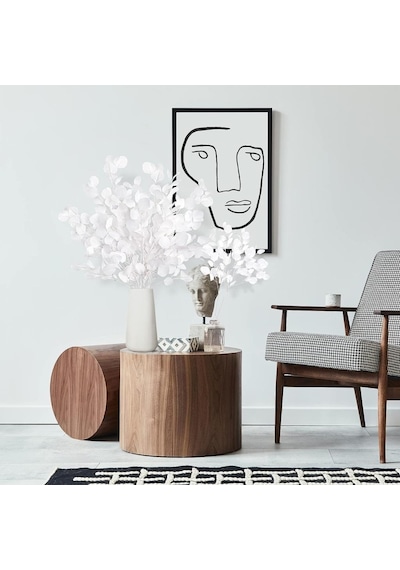 Yapay Çiçek Beyaz Okaliptus Tek Dal Kumaş Yapraklı Uzun Dal 80cm Eucalyptus