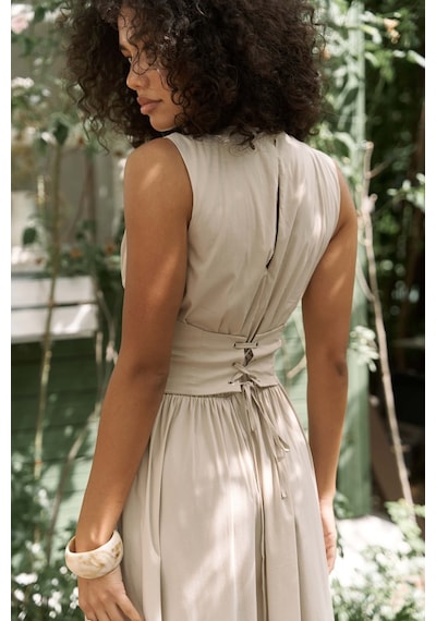 Mai Collection Mai Studios Co. Emilia Korse Detay Taş Uzun Elbise Taş