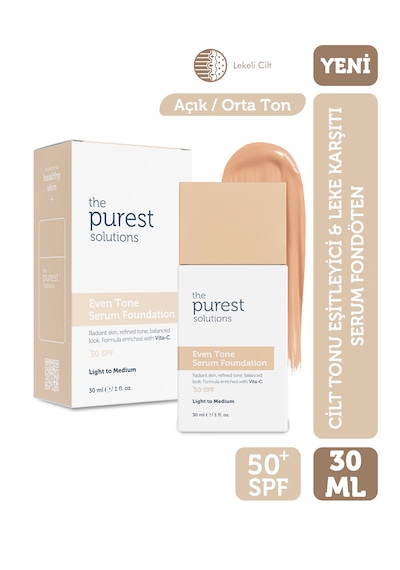 The Purest Solutions Cilt Tonu Eşitleyici & Leke Karşıtı Serum Fondöten SPF50+ 30 ML Açık / Orta Ton