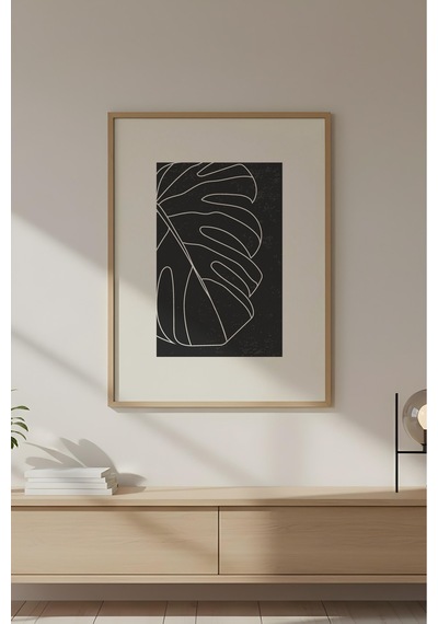Huhuli Ahşap Çerçeveli Soyut Minimalist Tablo Huhu609